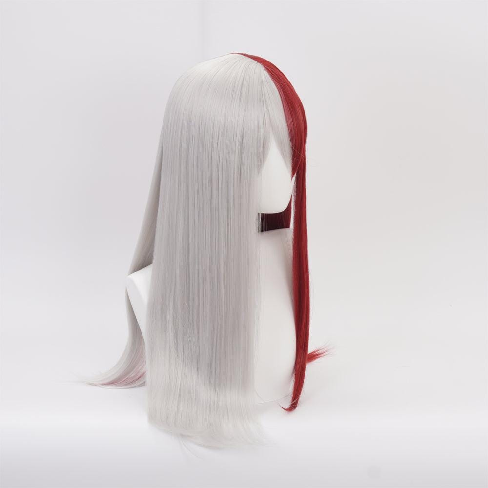 anime my hero academia todoroki shoto white and red long cosplay wig qx16