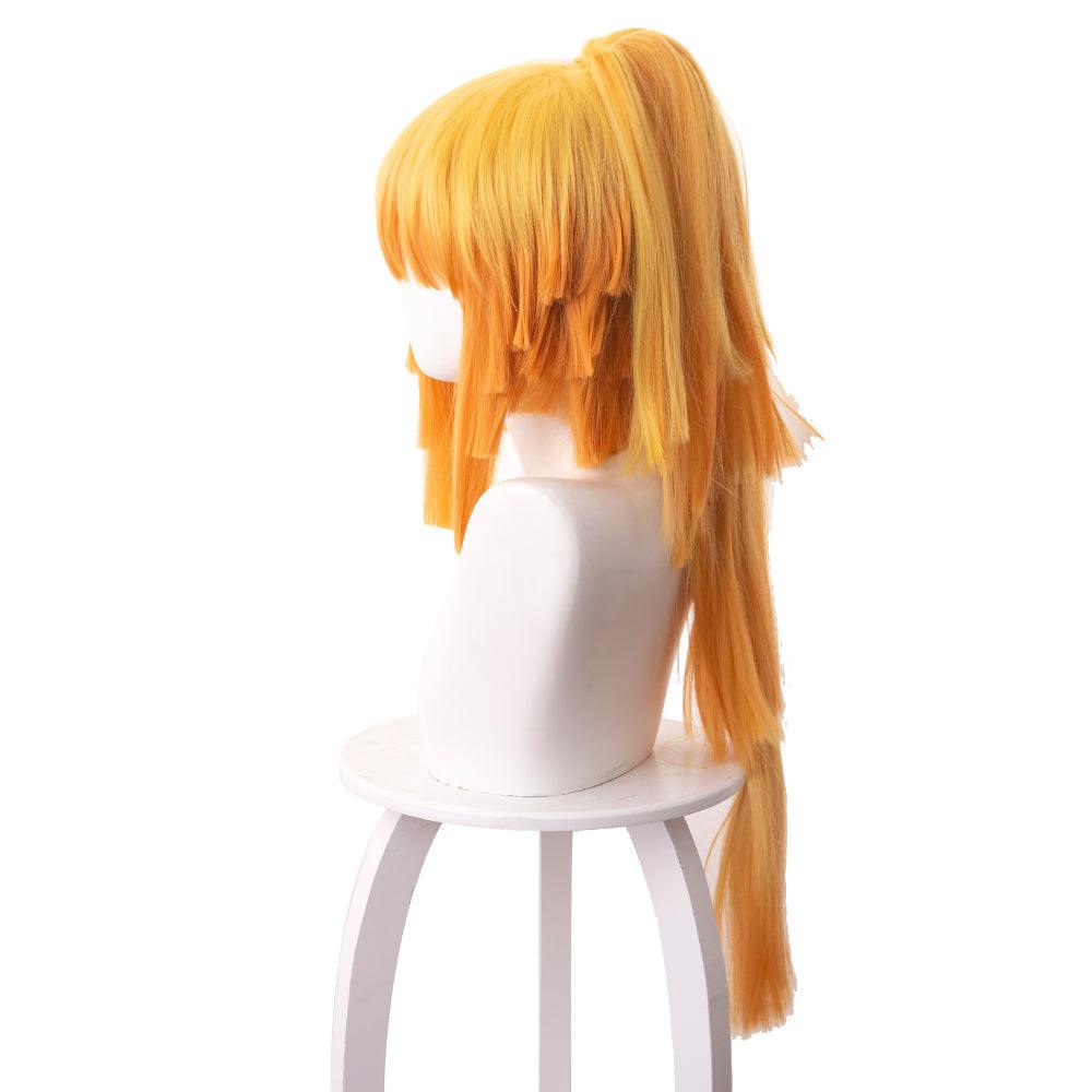 demon slayer agatsuma zenitsu yellow gradient orange short cosplay wig 487c