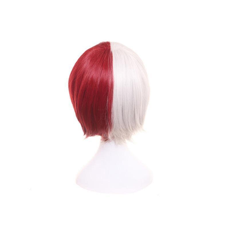 anime my hero academia shoto todoroki cosplay wigs short white and red wig