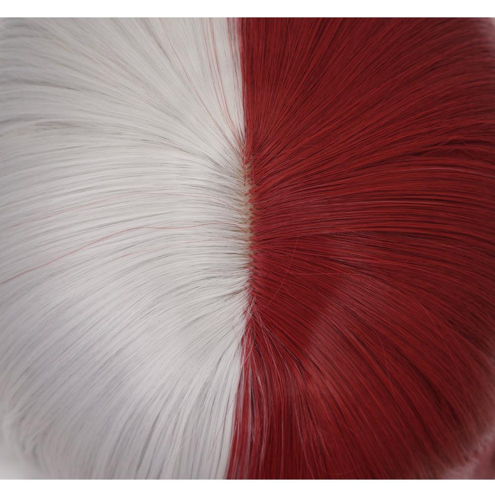 anime my hero academia todoroki shoto white and red long cosplay wig qx16