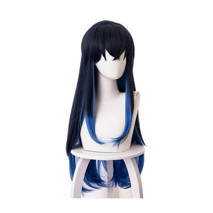 anime demon slayer kimetsu no yaiba hashibira inosuke blue gradient color cosplay wigs