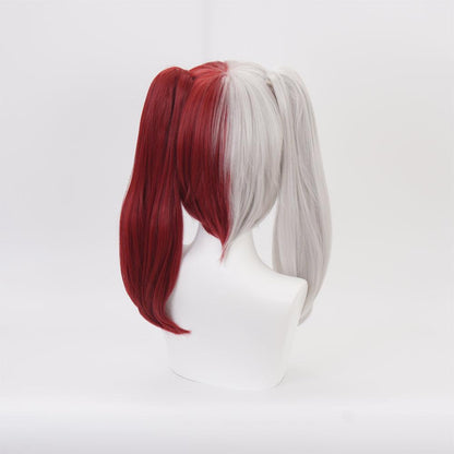 anime my hero academia todoroki shoto white and red cosplay wig qx15