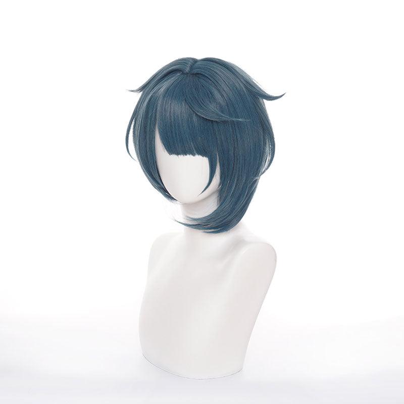 game genshin impact xingqiu navy blue cosplay wigs