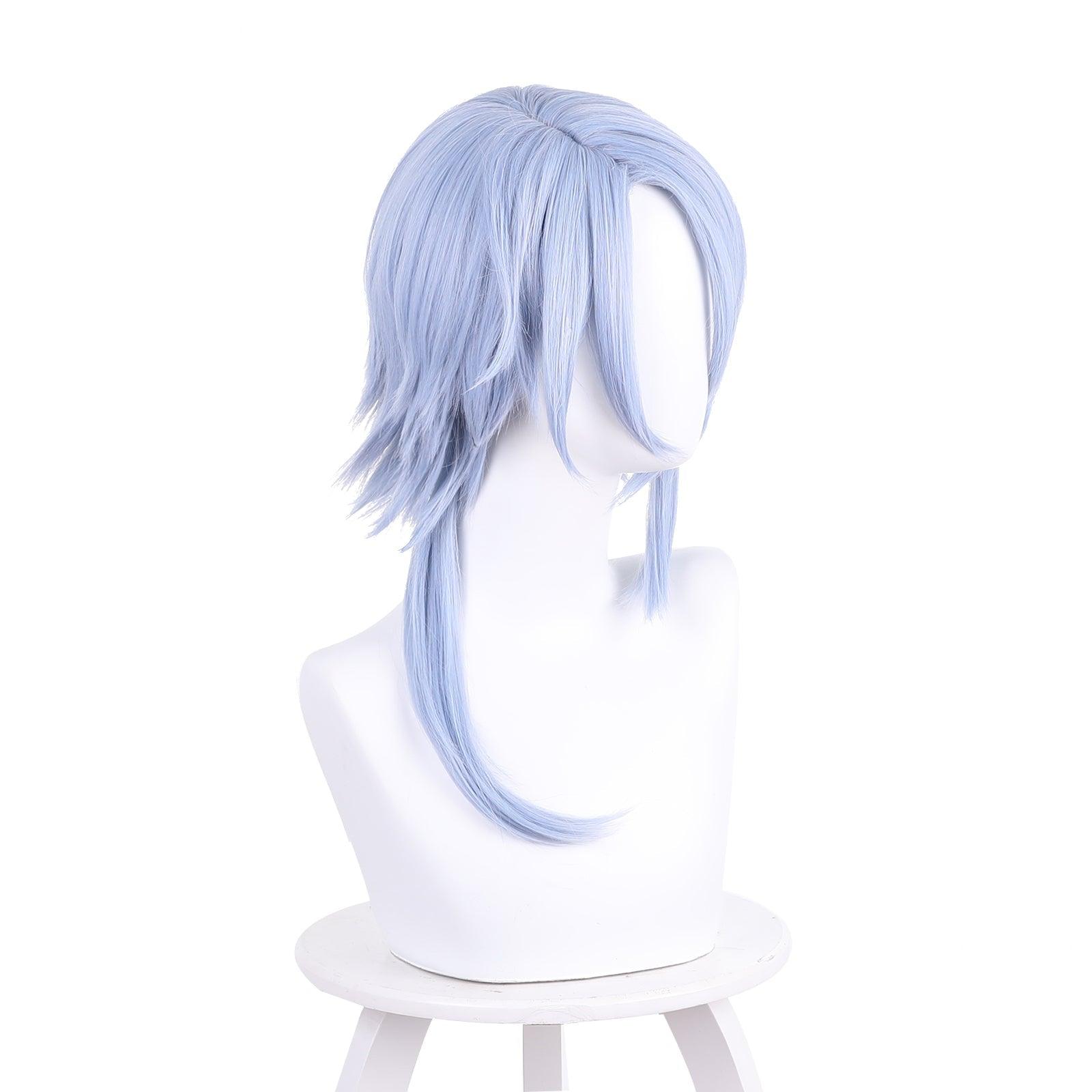 anime genshin impact kamizato ayato light blue medium cosplay wig 503y4