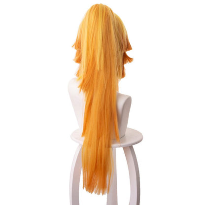 demon slayer agatsuma zenitsu yellow gradient orange short cosplay wig 487c