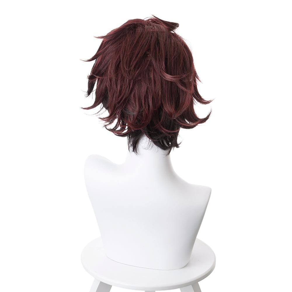 demon slayer kamado tanjiro brown gradient reddish brown short cosplay wig 487a