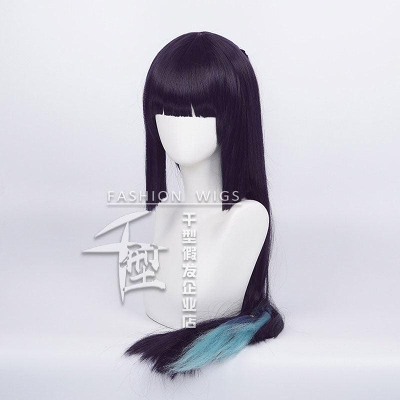 game genshin impact yun jin dark purple long cosplay wigs