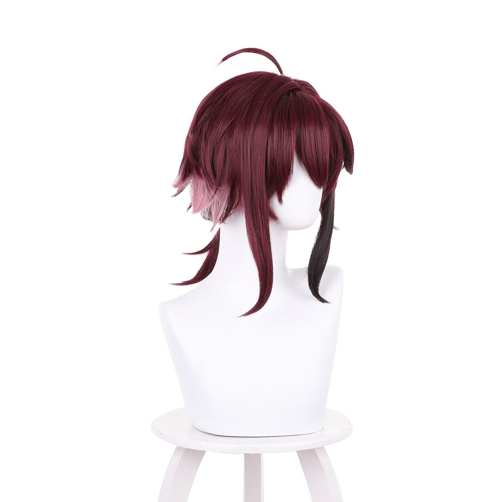 anime genshin impact shikanoin heizou red medium cosplay wig 539b