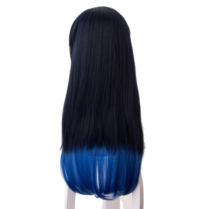 demon slayer hashibira inosuke dark blue gradient royal blue medium cosplay wig 487d