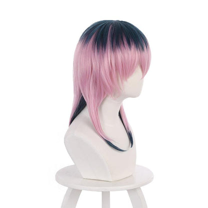 anime tokyo revengers rindo haitani dark blue gradient pink cosplay wigs