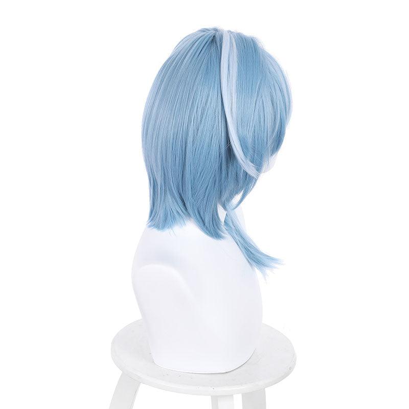 game genshin impact eula blue white long cosplay wigs