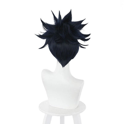 anime jujutsu kaisen megumi fushiguro short dark blue cosplay wigs