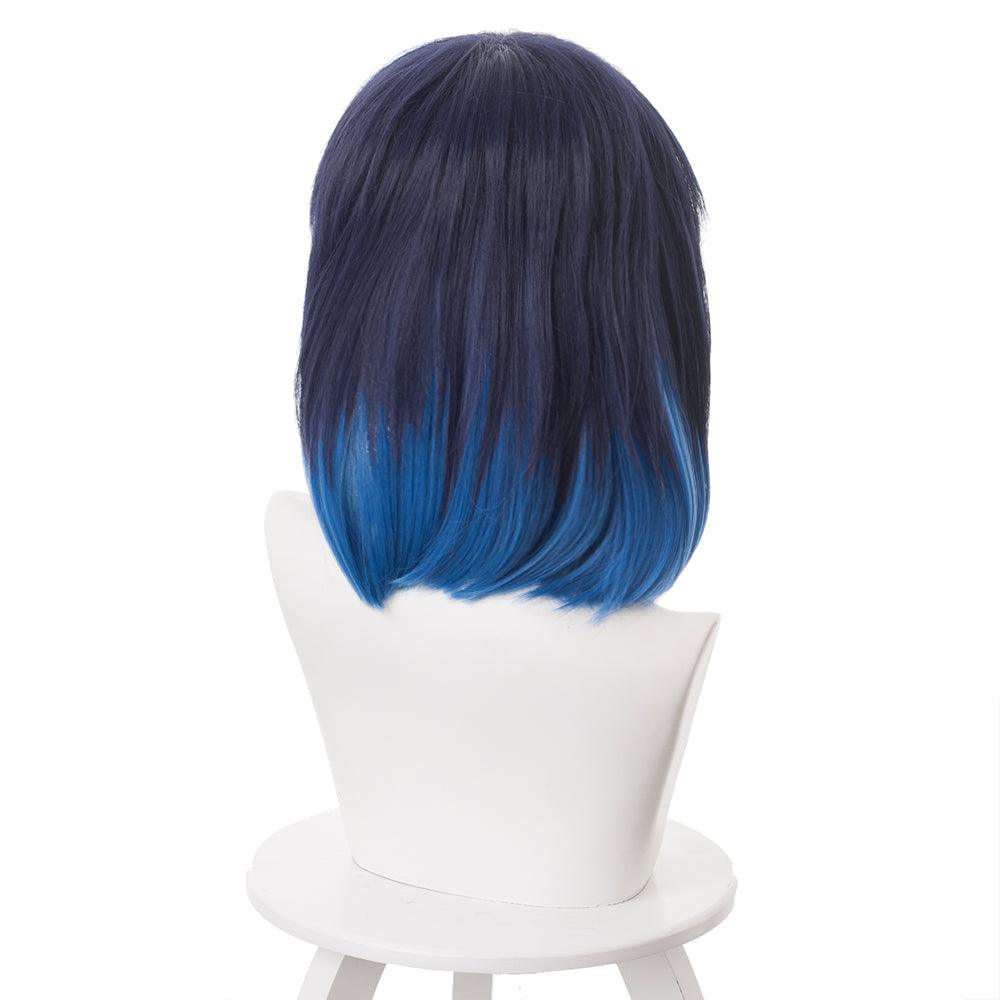 demon slayer hashibira inosuke dark blue gradient royal blue medium cosplay wig 487d