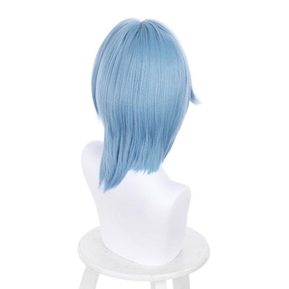 game genshin impact eula blue white long cosplay wigs