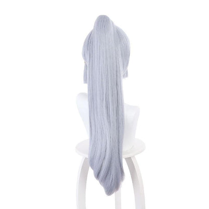 game genshin impact kamisato ayaka light gray blue ponytail cosplay wigs