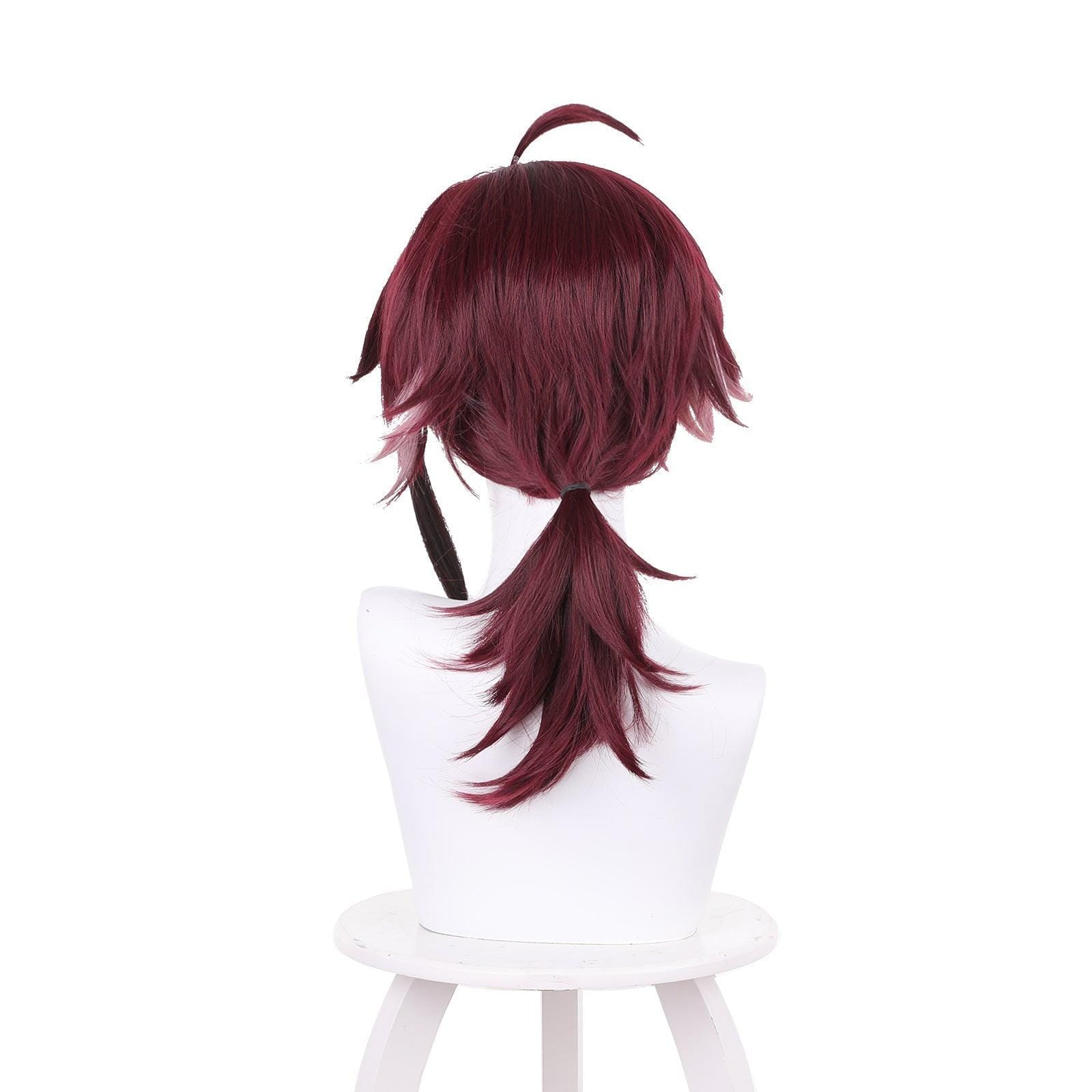 anime genshin impact shikanoin heizou red medium cosplay wig 539b