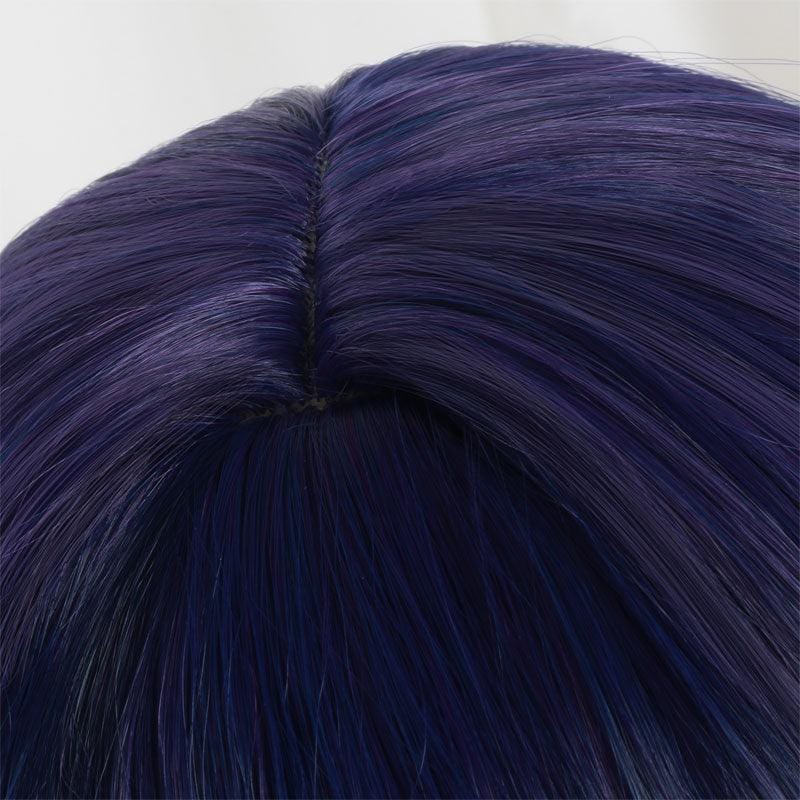 game genshin impact raiden shogun twist braid blue gradient purple cosplay wigs