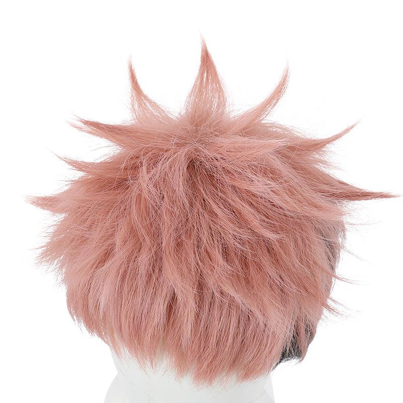 anime jujutsu kaisen yuji itadori short pink gradient black cosplay wigs