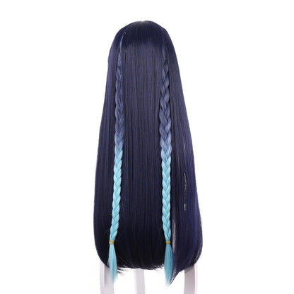 anime genshin impact yun jin dark blue long straight cosplay wig 503w