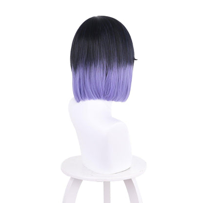 anime genshin impact ye lan dark blue gradient bluish violet short cosplay wig 503z