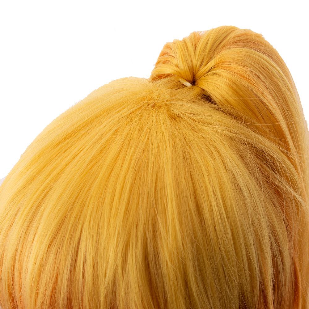 demon slayer agatsuma zenitsu yellow gradient orange short cosplay wig 487c