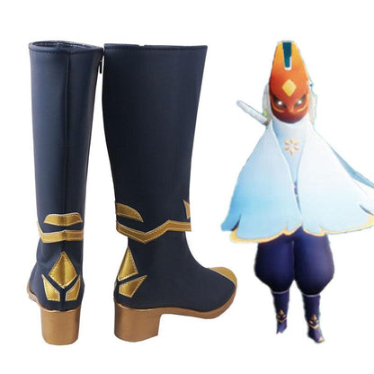 sky children of the light season of winter spirits daylight prairie festival spin navy blue winter game cosplay boots shoes