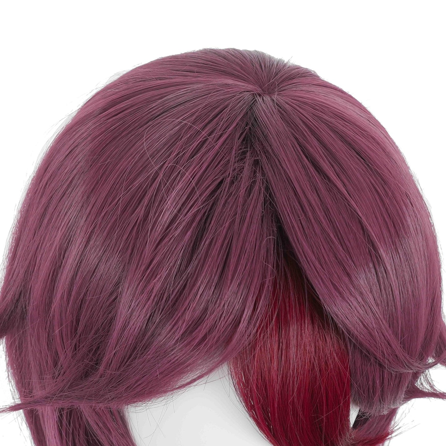 anime genshin impact rosaria purple highlights red medium cosplay wig 503m