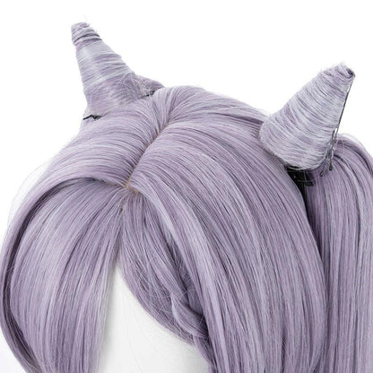 Genshin Impact Keqing Ponytails Mixed Purple Cosplay Wig with Ears