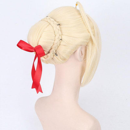 anime fgo fate stay night arturia pendragon saber blonde grey styled updo 3 colors cosplay wigs