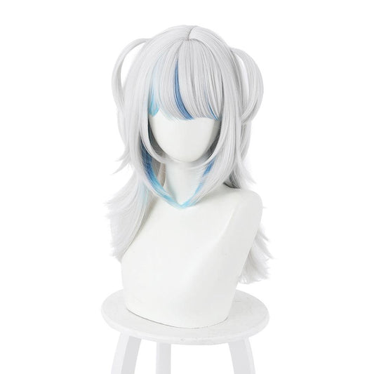 hololive virtual vtuber gawr gura white and blue medium cosplay wig 444c