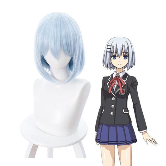 anime date a live origami tobiichi short light blue cosplay wigs