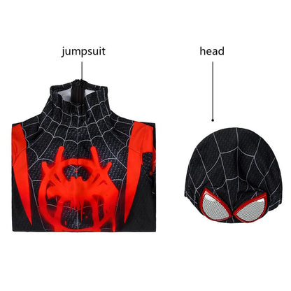 spider man into the spider verse miles morales kids jumpsuit cosplay costumes