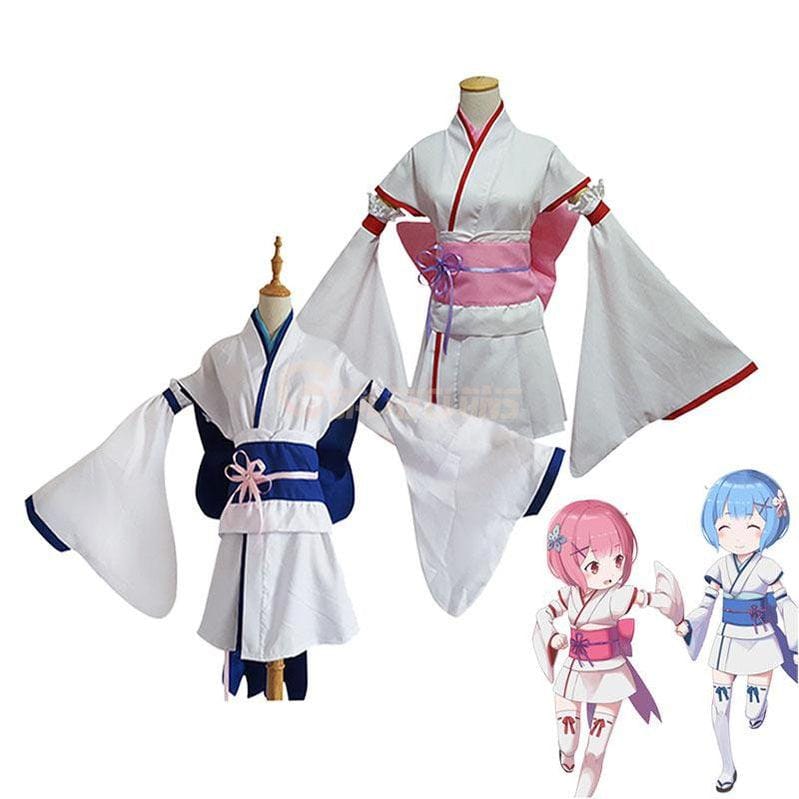 anime re zero starting life in another world childhood rem and ram kimono cosplay costume