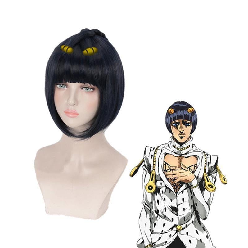 anime jojos bizarre adventure golden wind bruno bucciarati short black cosplay wigs