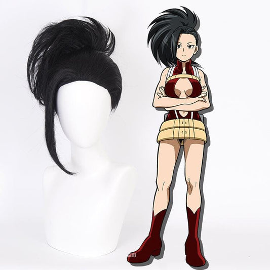 anime my hero academia yaoyorozu momo black short cosplay wig qx11