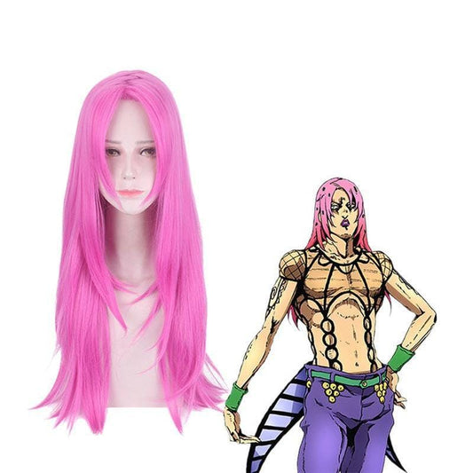 anime jojos bizarre adventure golden wind diavolo long pink cosplay wigs