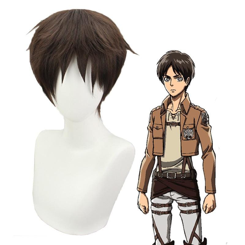 anime attack on titan eren jaeger short brown cosplay wigs