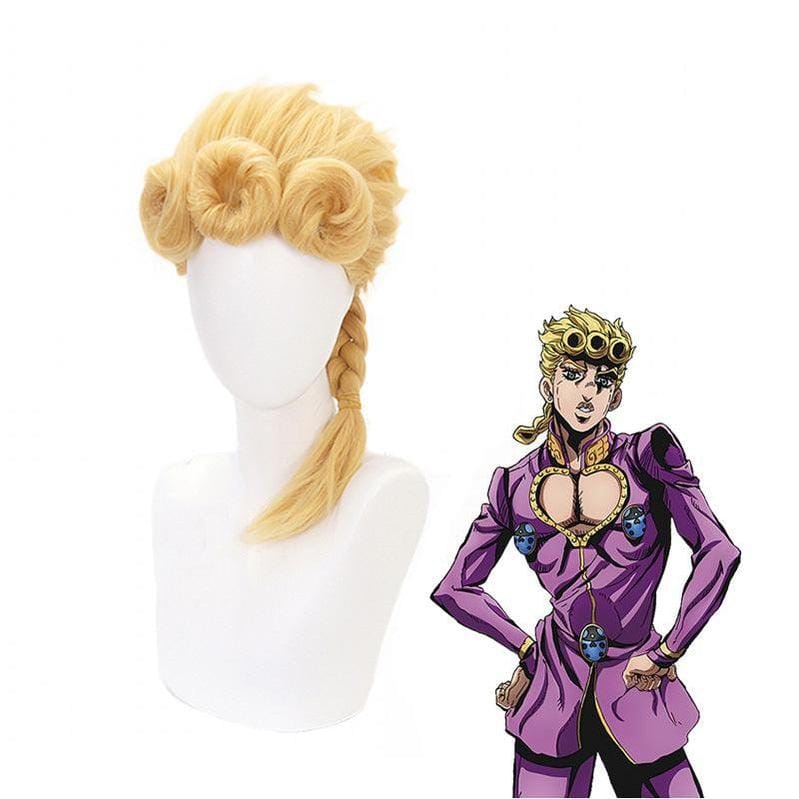 anime jojos bizarre adventure golden wind giorno giovanna long blonde cosplay wigs