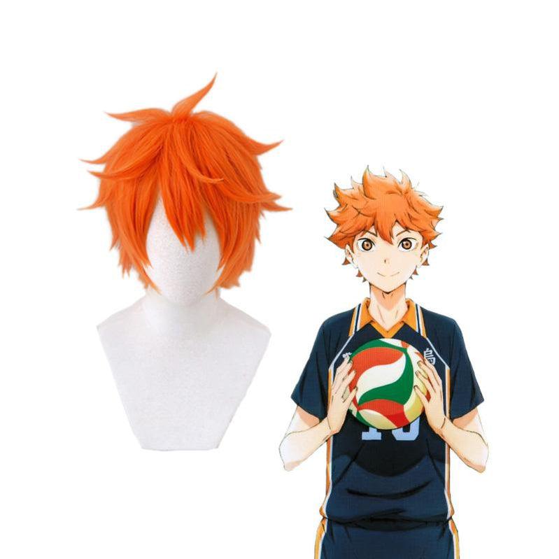 anime haikyuu hinata shoyo short orange cosplay wigs