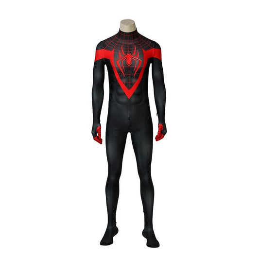 Movie Spider-Man: Into the Spider-Verse Miles Morales Spiderman Elastic Force Jumpsuit Cosplay Costume with Free Headgear