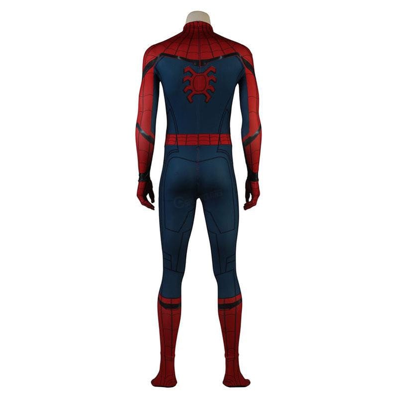 movie spider man homecoming peter parker spiderman jumpsuit elastic force cosplay costume with headgear