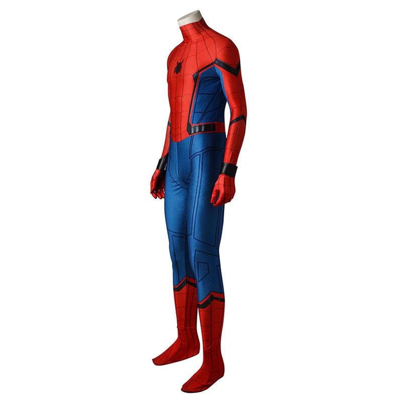 movie spider man homecoming peter parker spiderman jumpsuit cosplay costume with free bracers