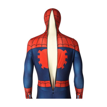 ultimate spider man season1 peter parker spiderman elastic force jumpsuit cosplay costume with free headgear