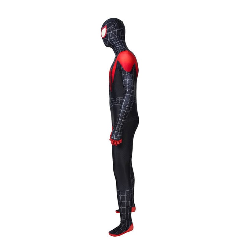 movie spider man into the spider verse miles morales spiderman elastic force cosplay costume jumpsuit with free headgear
