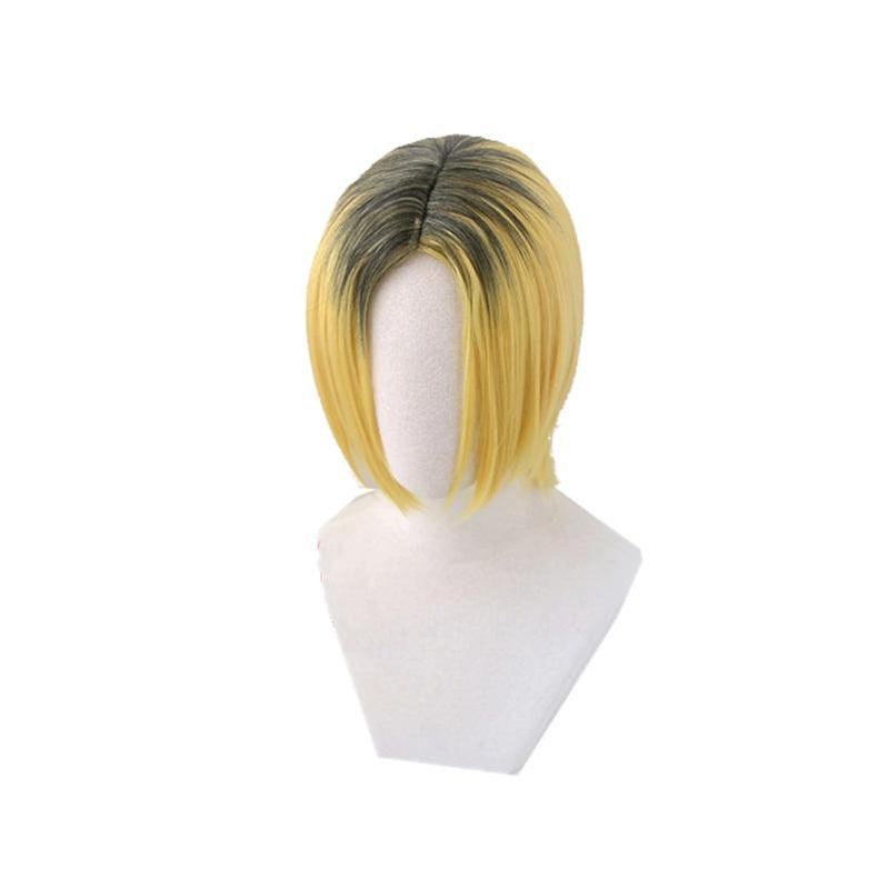 anime haikyuu kozume kenma short black fade blonde cosplay wigs