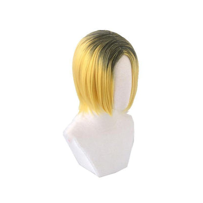 anime haikyuu kozume kenma short black fade blonde cosplay wigs