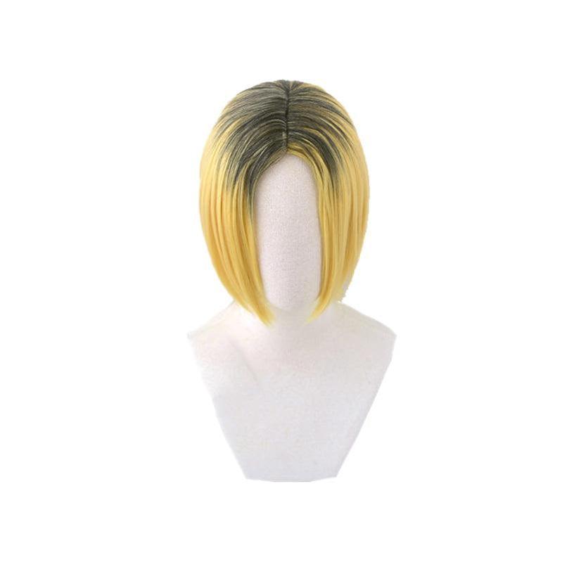 anime haikyuu kozume kenma short black fade blonde cosplay wigs