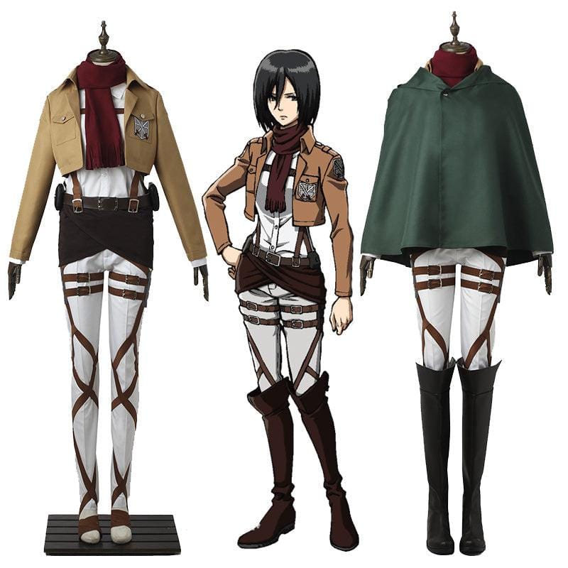 anime attack on titan mikasa ackerman ttraining corps uniform set cosplay costume