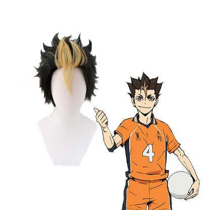 anime haikyuu nishinoya yuu short brown cosplay wigs