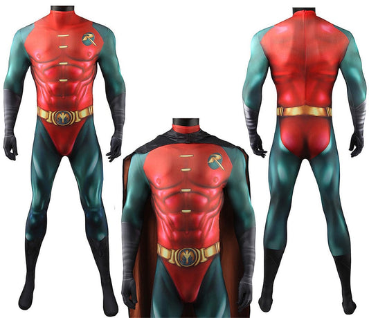 Batman Forever Robin Jumpsuits Cosplay Costume Adult Halloween Bodysuit